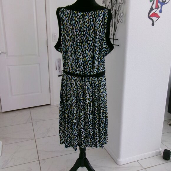 New Perceptions Stretch Knit Sleeveless Dress 2X Woman Blue Black White Green - Picture 6 of 14